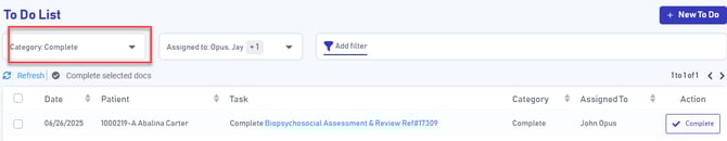To do list "Complete" category